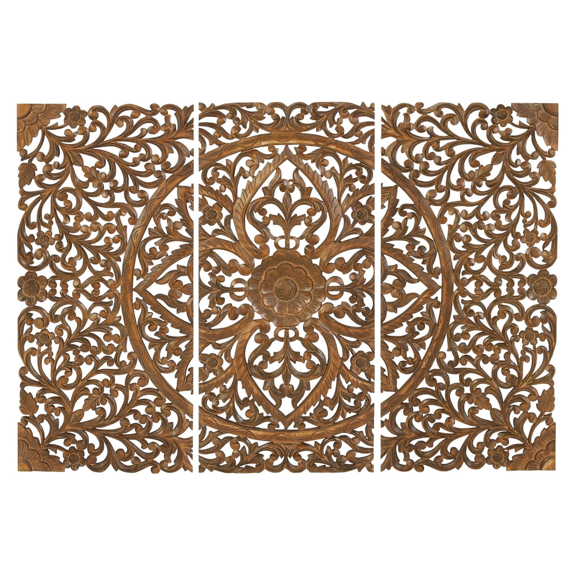 48" Brown Wood Traditional Wall Decor, 3ct.